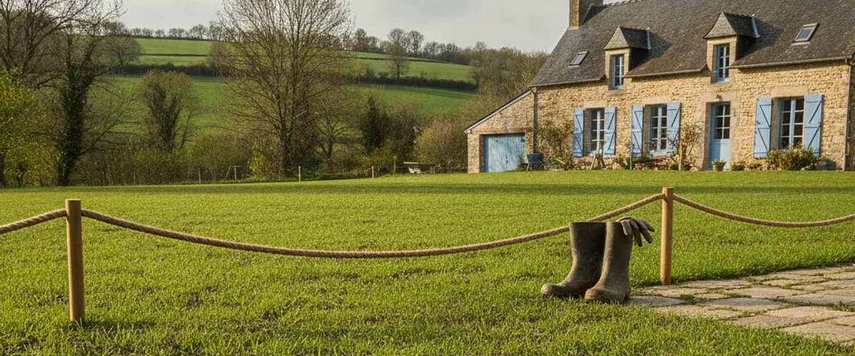 marcher gazon fraichement seme