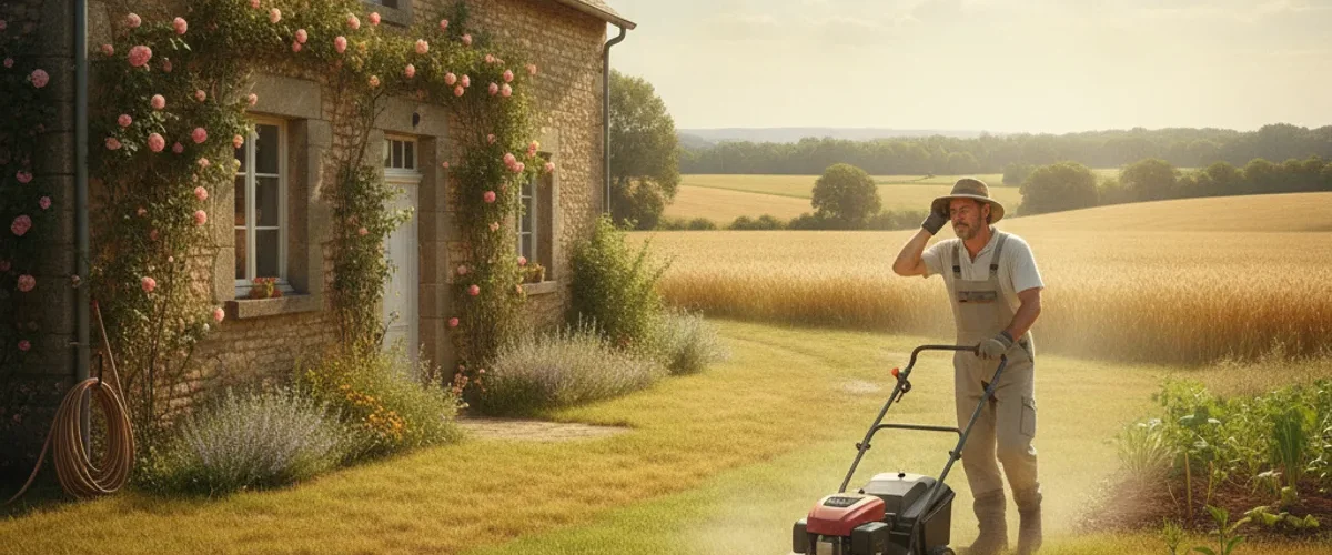 tondre gazon pleine chaleur